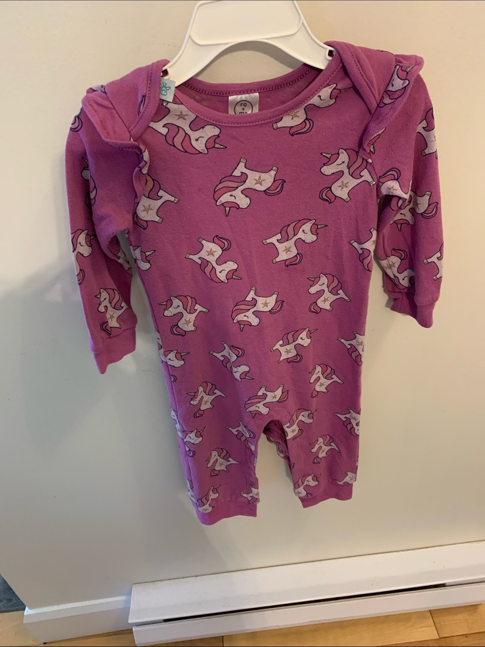 Purple Unicorn Print Kids One-Piece Romper